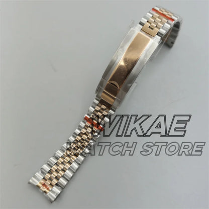 20mm New Curved End Link Watch Band Sterile Solid Stainless Steel twotone Men's Watch Bracelet Glide Clasp Fit 36mm40mm41mm Case