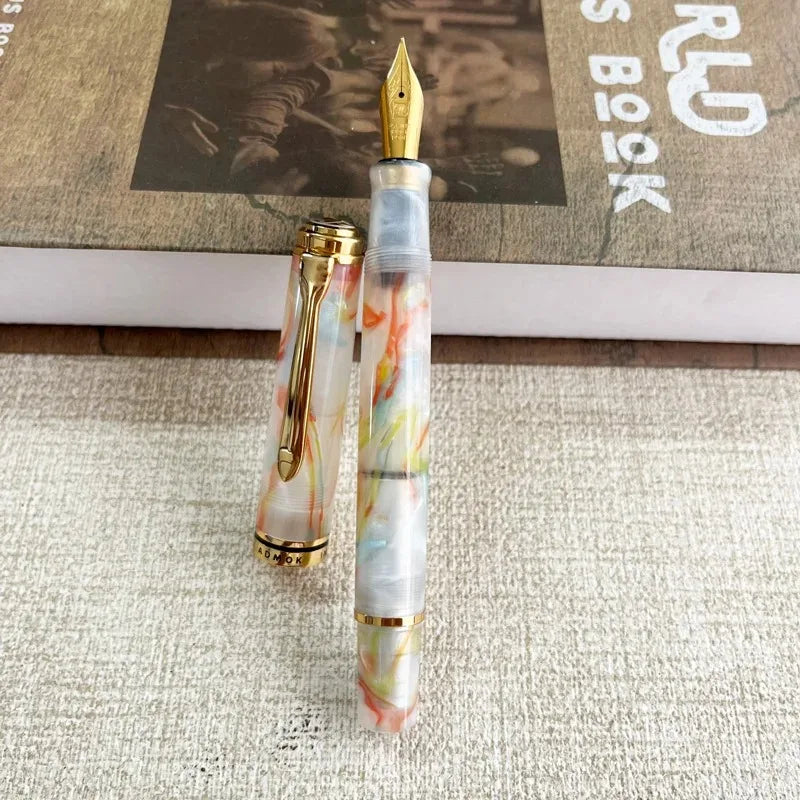 ADMOK M800 Acrylic Piston Fountain Pen BOCK/Schmidt Soft Smooth No.6/35# Nib Inking Pelikan Copy Students Writing Gift Pens