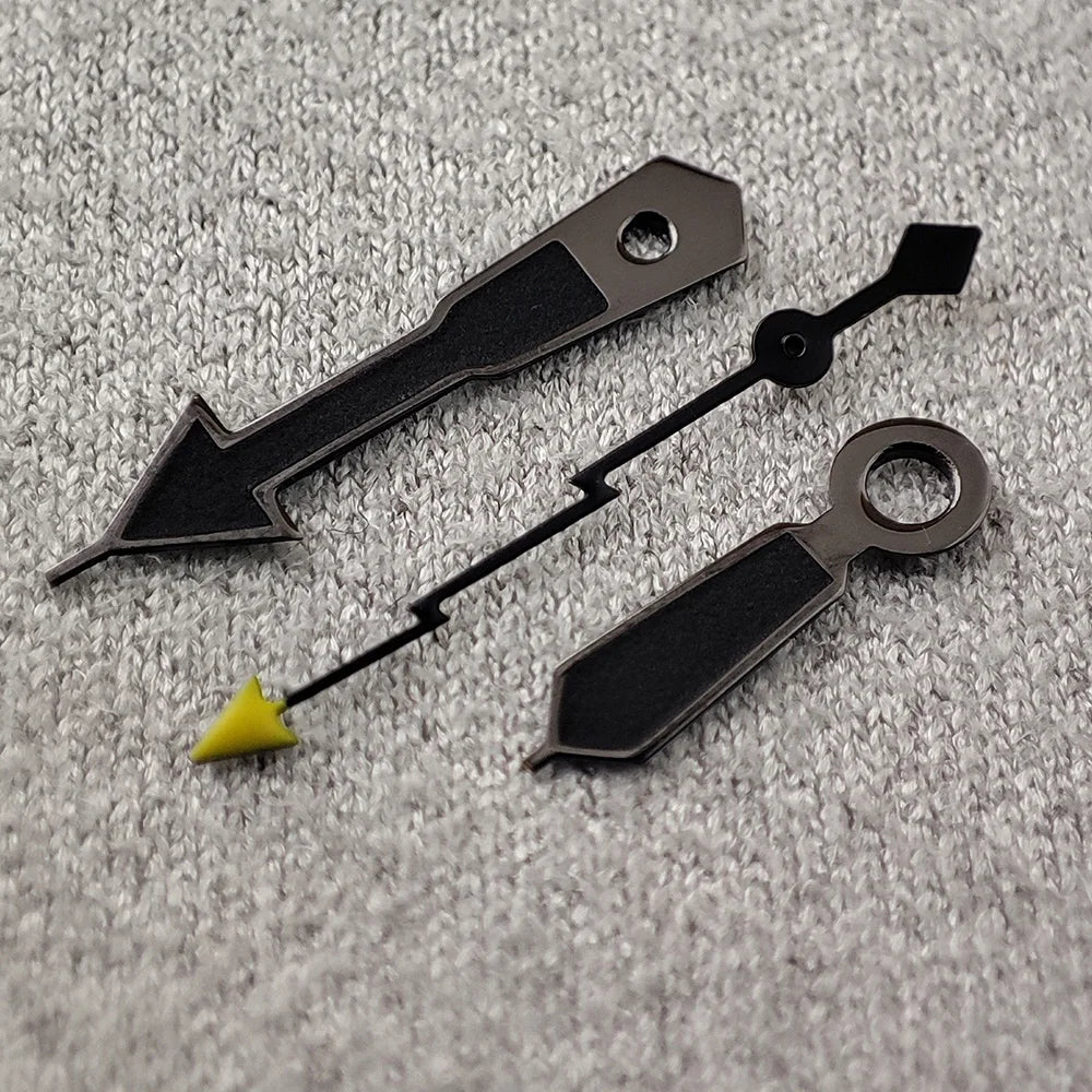 Modifita horloĝa akcesoraĵo NH35 Montriloj nigra horloĝa pinglo malforta verda brilo fulmo sekundmontrilo taŭga por NH35/NH36/4R/7S movado