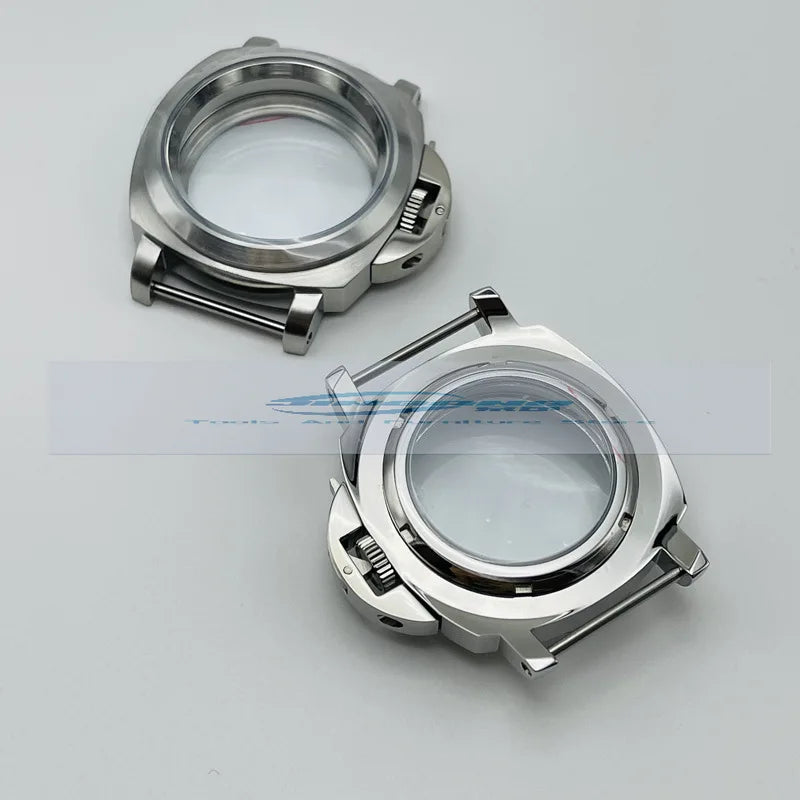 Horloĝa akcesoraĵo 40MM rustorezista ŝtala kazo kun protekta tenilo, taŭga por NH35/36/4R/7S mekanismoj