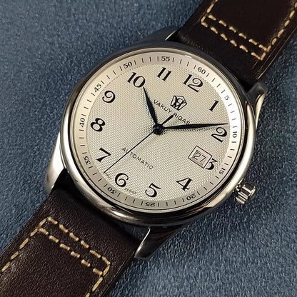 Men's Automatic Watch, Business Haiou ST2130 Caliber, Burnt Blue Ultra-Thin Hands with Date Display