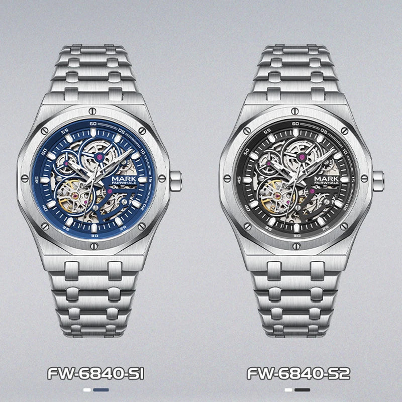 FAIRWHALE-Brajhorloĝoj Aŭtomata Mekanika Brakhorloĝo por Viroj, Neformala Sporta Horloĝo kun Lumaj Montriloj, viraj horloĝoj