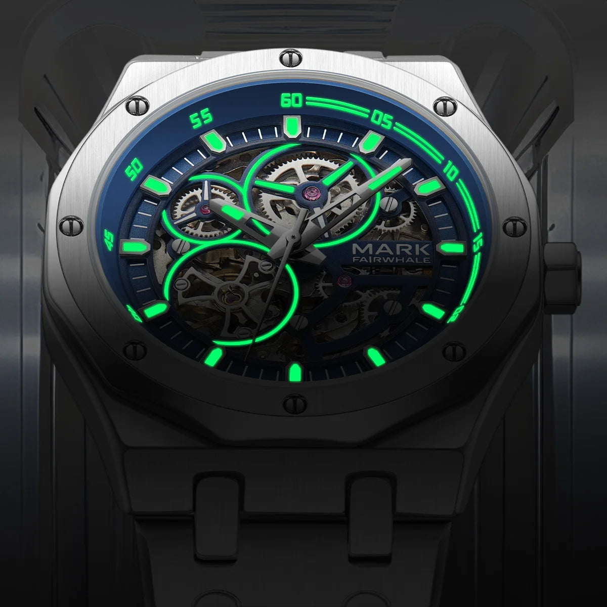 FAIRWHALE-Brajhorloĝoj Aŭtomata Mekanika Brakhorloĝo por Viroj, Neformala Sporta Horloĝo kun Lumaj Montriloj, viraj horloĝoj