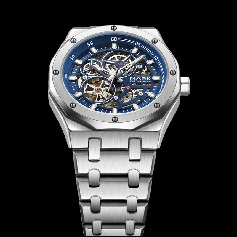 FAIRWHALE-Brajhorloĝoj Aŭtomata Mekanika Brakhorloĝo por Viroj, Neformala Sporta Horloĝo kun Lumaj Montriloj, viraj horloĝoj