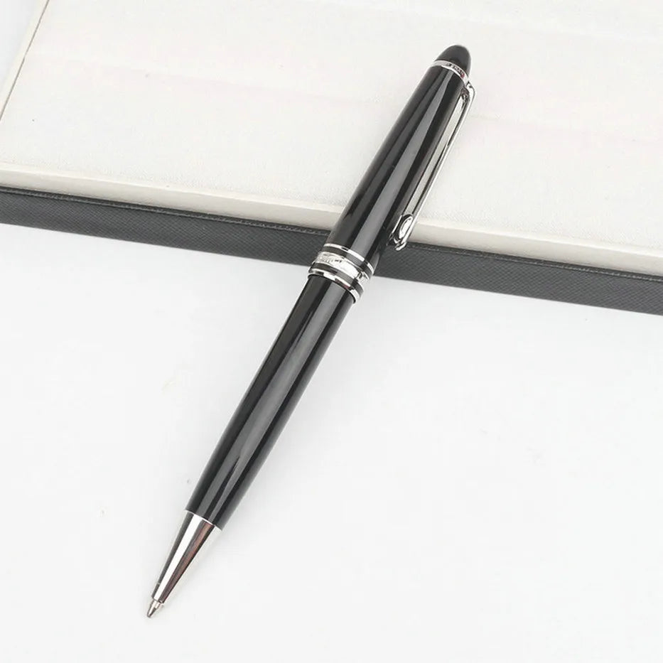 Monte Meisterstuck Collection Black Resin Ballpoint MB Rollerball Pens Platinum Coated Inlay Series Number 163 Pen