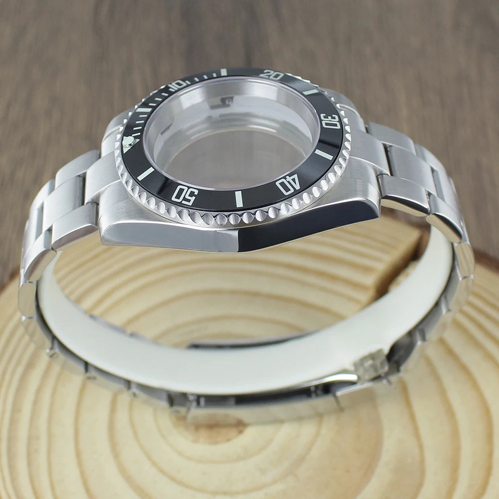 40mm NH35 Watch Case bands Sapphire for Seiko NH35 NH36 8215 2824 PT5000 Oyster Bracelet Sliding Lock Watch Bracelet Repair Part