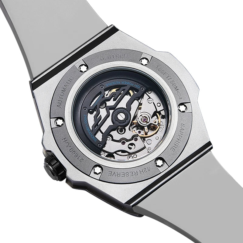 2025 Viraj Aŭtomataj Horloĝoj Klasika Multfunkcia Mekanika Horloĝo Por Vira Komerca Neoksidebla Ŝtala Horloĝo Akvorezista Horloĝo