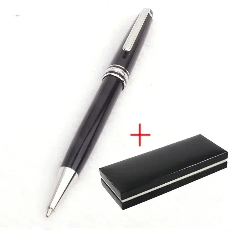 Monte Meisterstuck Collection Black Resin Ballpoint MB Rollerball Pens Platinum Coated Inlay Series Number 163 Pen