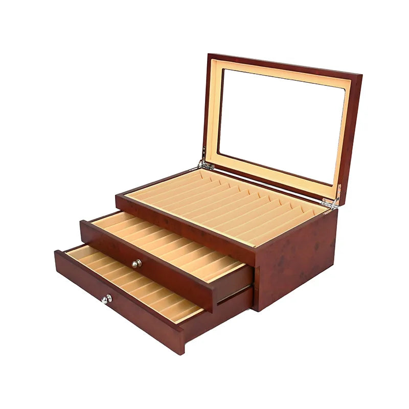 Lacquer Wooden Pen Display Storage Case 12/23/34/78 Pens Capacity Fountain Pen Collector Organizer Box with Transparent Window