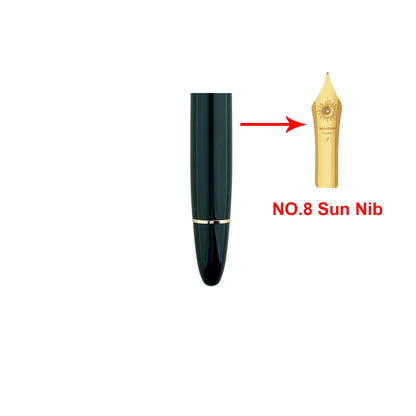 NO.8 Sun Nib MAJOHN P141 Oversized Piston Fountain Pen #8 F Nib Large Ink Capacity Black Resin Gold Silver Trim Luxury Gift Pens
