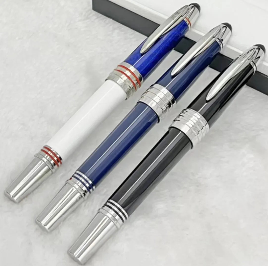 Hot John Kennedy JFK Carbon Fiber MB Gifts Fountain Pens Rollerball Ballpoint Pen Dark Blue Writing Stationery Gifts Fountain