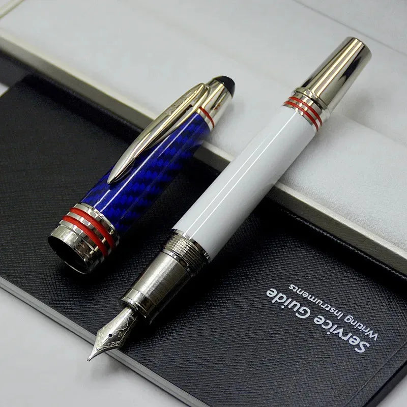 Hot John Kennedy JFK Carbon Fiber MB Gifts Fountain Pens Rollerball Ballpoint Pen Dark Blue Writing Stationery Gifts Fountain