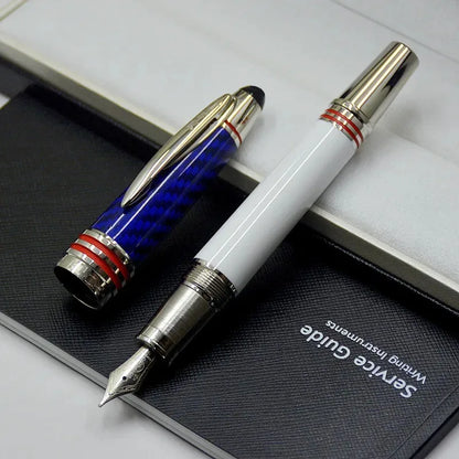 Hot John Kennedy JFK Carbon Fiber MB Gifts Fountain Pens Rollerball Ballpoint Pen Dark Blue Writing Stationery Gifts Fountain