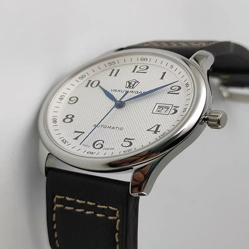 Men's Automatic Watch, Business Haiou ST2130 Caliber, Burnt Blue Ultra-Thin Hands with Date Display