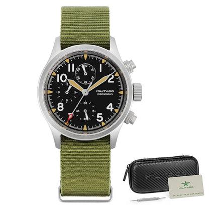 Militado ML1868KF Quartz Watch 3 Dial VK67 Chronograph Movement Stainless Steel Vintage Watch 100m Waterproof Luminous Watch