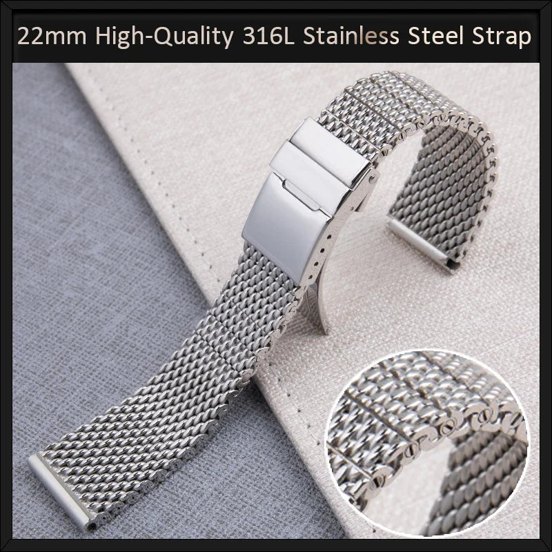 22mm Quality 316L Stainless Steel Woven Mesh Watchband For Breitling/Omega/IWC/Tudor Strap AB2010 Solid Metal Watch Bracelet