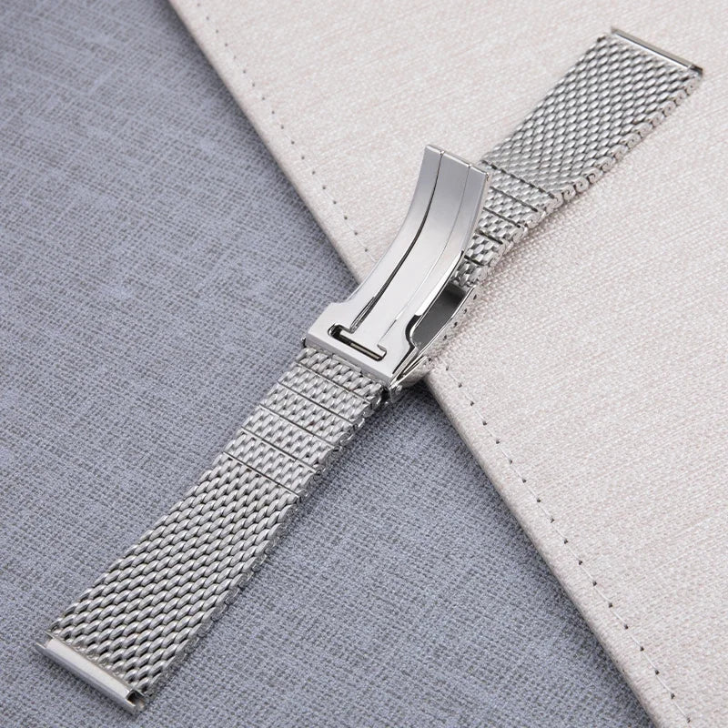 22mm Quality 316L Stainless Steel Woven Mesh Watchband For Breitling/Omega/IWC/Tudor Strap AB2010 Solid Metal Watch Bracelet