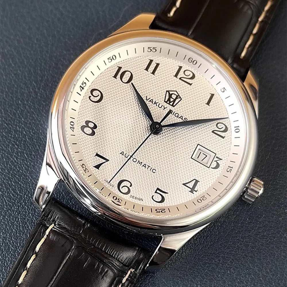 Men's Automatic Watch, Business Haiou ST2130 Caliber, Burnt Blue Ultra-Thin Hands with Date Display