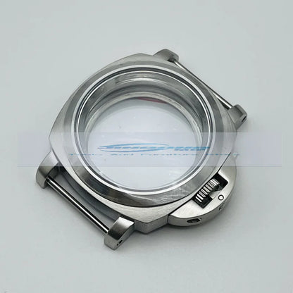 Horloĝa akcesoraĵo 40MM rustorezista ŝtala kazo kun protekta tenilo, taŭga por NH35/36/4R/7S mekanismoj