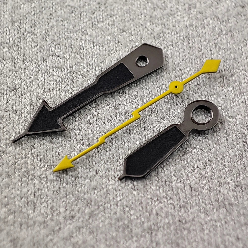 Modifita horloĝa akcesoraĵo NH35 Montriloj nigra horloĝa pinglo malforta verda brilo fulmo sekundmontrilo taŭga por NH35/NH36/4R/7S movado