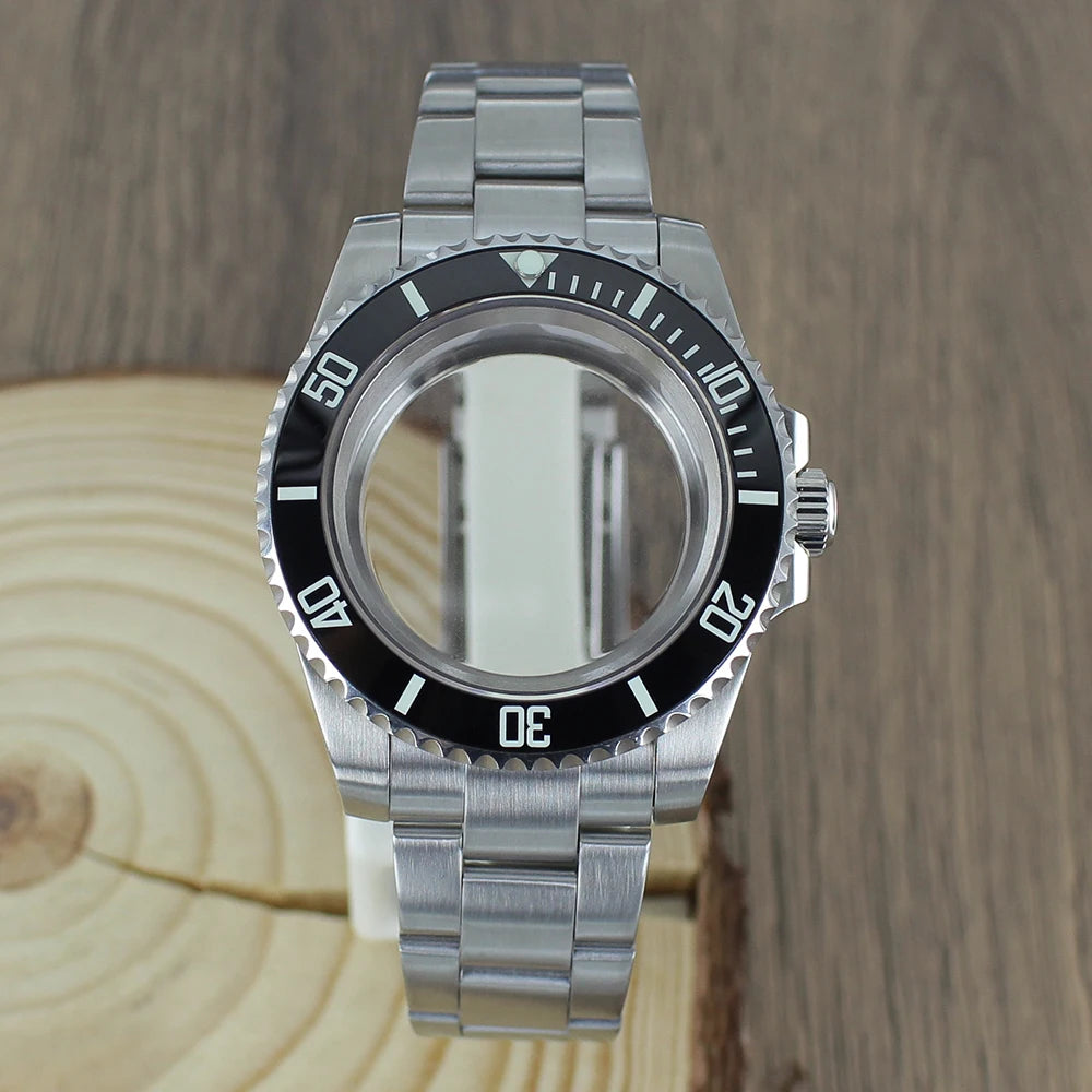 40mm NH35 Watch Case bands Sapphire for Seiko NH35 NH36 8215 2824 PT5000 Oyster Bracelet Sliding Lock Watch Bracelet Repair Part