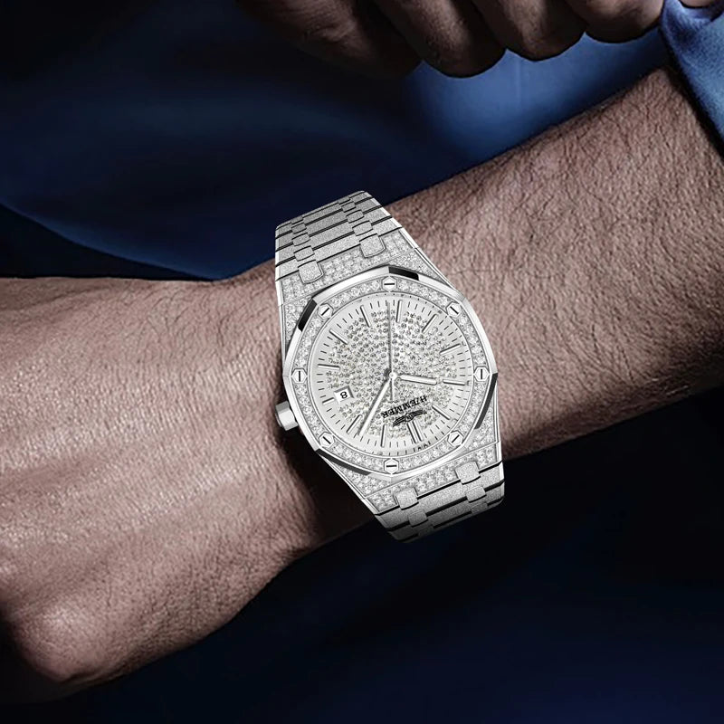 HAEMMER 2025 New Top Brand Man Quartz Watch Luxury Luminous Chronograph Wristwatch Stainless Steel Waterproof Men Calendar Clock