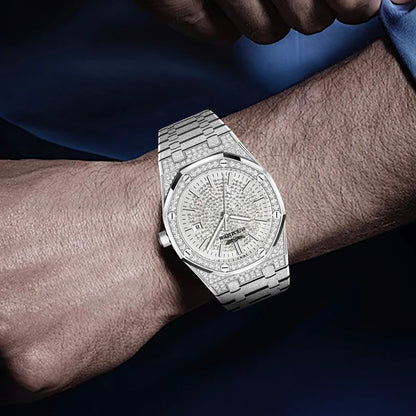 HAEMMER 2025 New Top Brand Man Quartz Watch Luxury Luminous Chronograph Wristwatch Stainless Steel Waterproof Men Calendar Clock