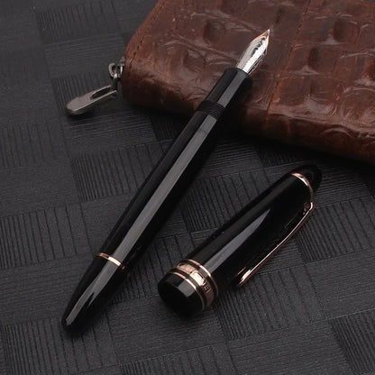 Nigra Rezina 149 Piŝta Plumo kun Fenestro por Vido, Rulpremilo, Arĝenta Ora Klipo, Komerca Oficeja Lernejo, Skribplumoj