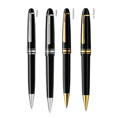 Monte Meisterstuck Collection Black 163 Pen Resin Ballpoint MB Rollerball Pens Platinum Coated Inlay Series Number Blance