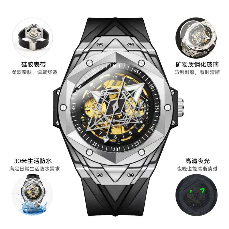 !!New Men's Automatic Mechanical Watch with Luminous Function Customized Trendy Branded Wristwatch254