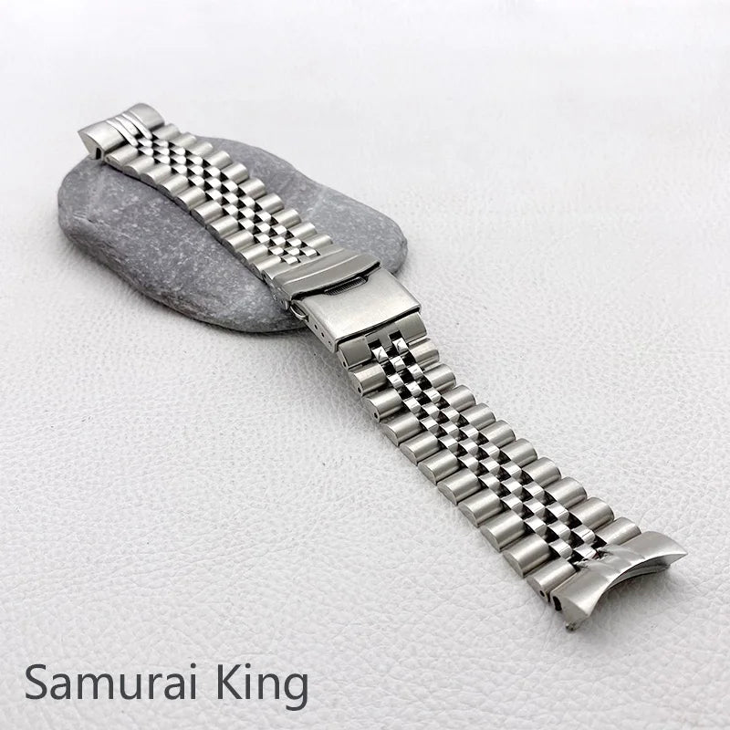 Mod Samurai King SRPE Watch Bracelet Stainless Steel 22mm Watch Strap Deployment Folding Buckle Solid Arc Ends Watch Band