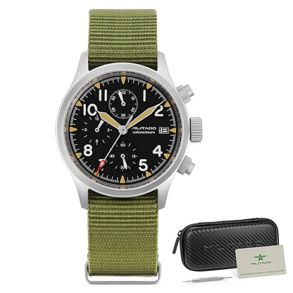 Militado ML1868KF Quartz Watch 3 Dial VK67 Chronograph Movement Stainless Steel Vintage Watch 100m Waterproof Luminous Watch