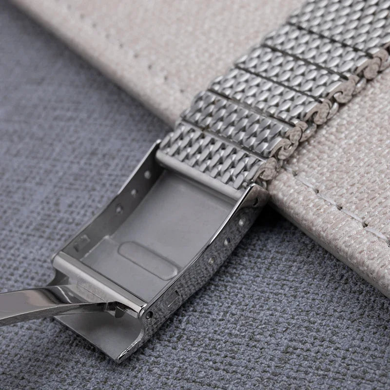 22mm Quality 316L Stainless Steel Woven Mesh Watchband For Breitling/Omega/IWC/Tudor Strap AB2010 Solid Metal Watch Bracelet