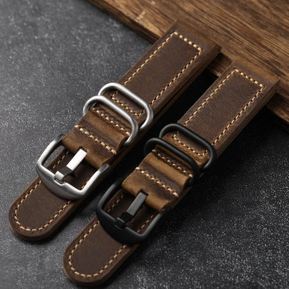 Vintage Crazy Horse Leather Watchband 20 22 24MM Thickened Old Made Retro Style Bracelet Men Watch Bracelet Soft Bracelet