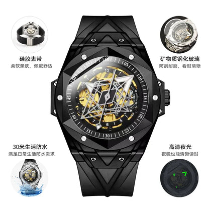 !!New Men's Automatic Mechanical Watch with Luminous Function Customized Trendy Branded Wristwatch254