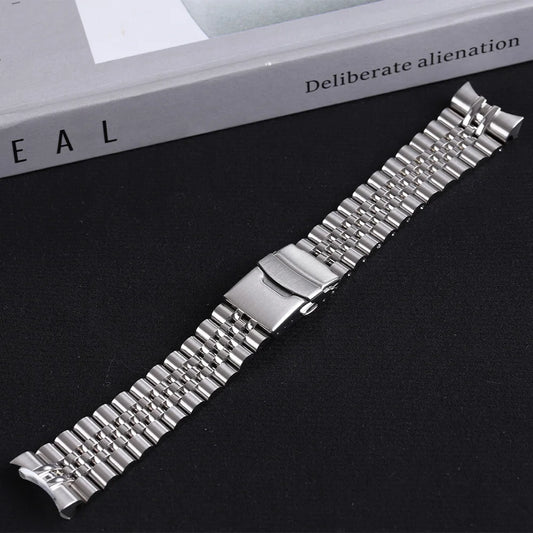 22mm Super Suitable for Seiko Nh35 Skx007 Jubilee Brushed 316L Solid Stainless Steel Curved End Skx 007 Watch Bracelet