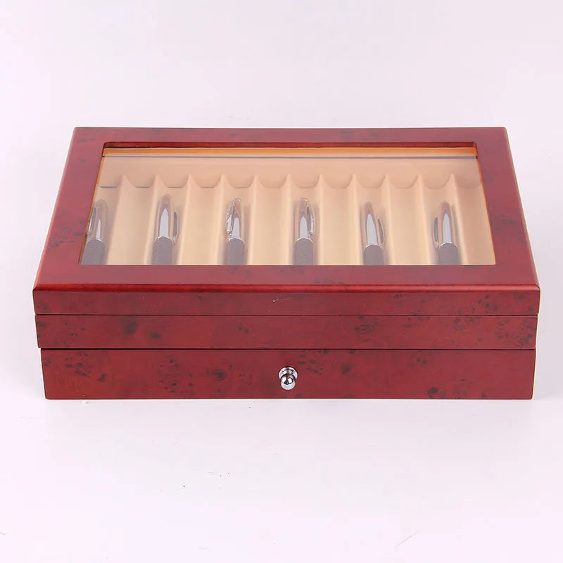 Lacquer Wooden Pen Display Storage Case 12/23/34/78 Pens Capacity Fountain Pen Collector Organizer Box with Transparent Window