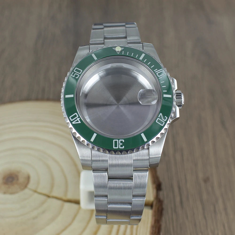 40mm NH35 Watch Case bands Sapphire for Seiko NH35 NH36 8215 2824 PT5000 Oyster Bracelet Sliding Lock Watch Bracelet Repair Part